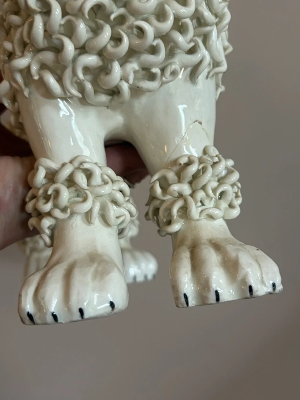 Vintage Italian Handmade Hollywood Regency Spaghetti Poodle Dog Sculpture Statue